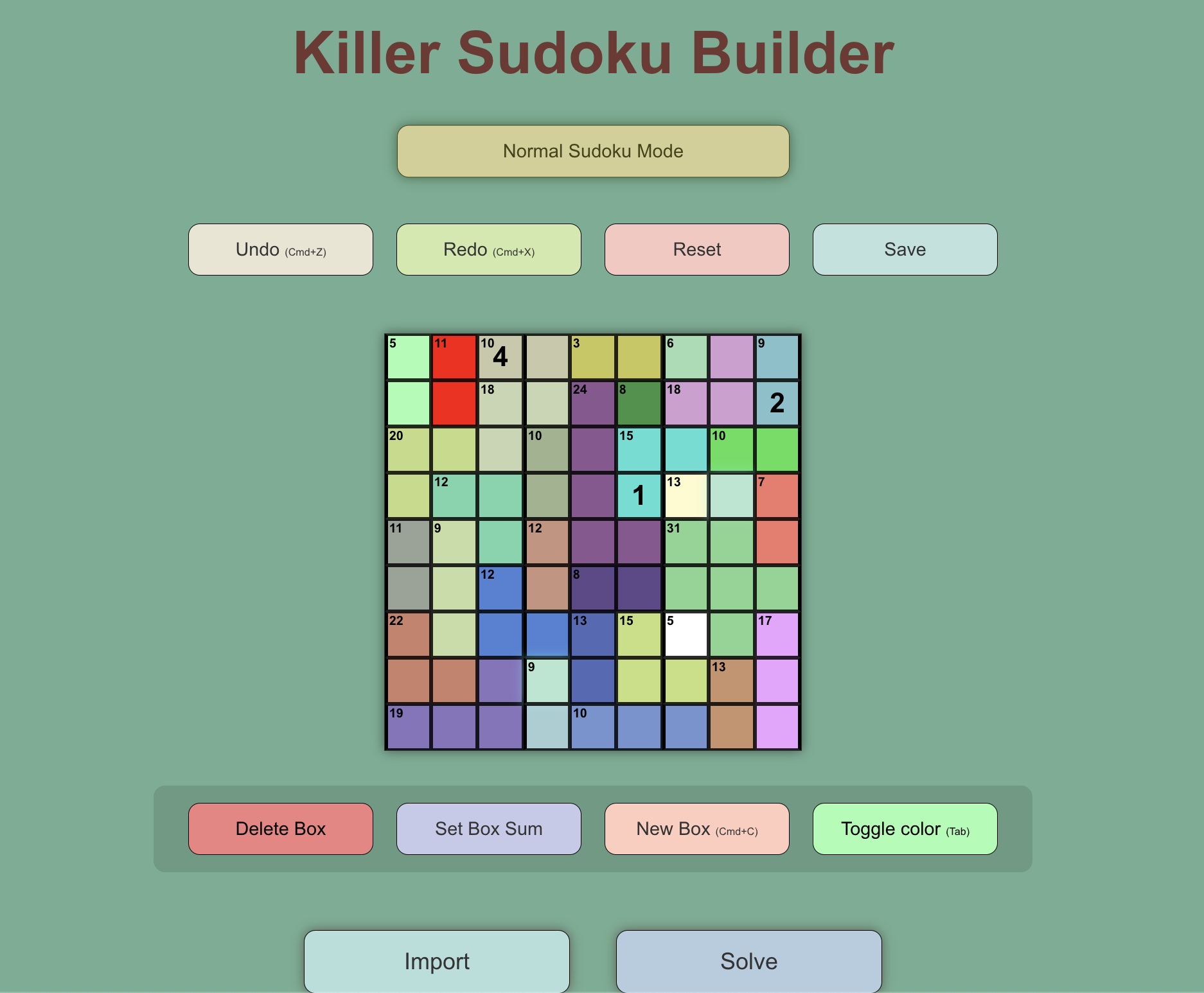 Killer Sudoku Builder
